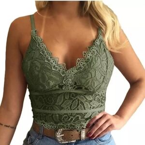 SOFT lace bra bralette cami crop olive green NEW!